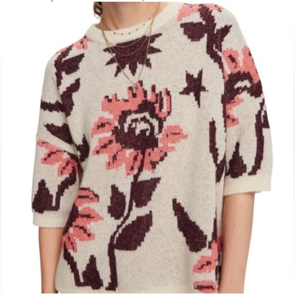 Scotch & Soda Sweaters - Scotch & Soda Starwatcher Jacquard Sunflower Short Sleeve Sweater - Small- EUC